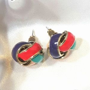 Vintage knot enamel earrings colorful